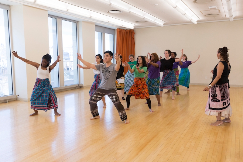 Students participating in a dance class
